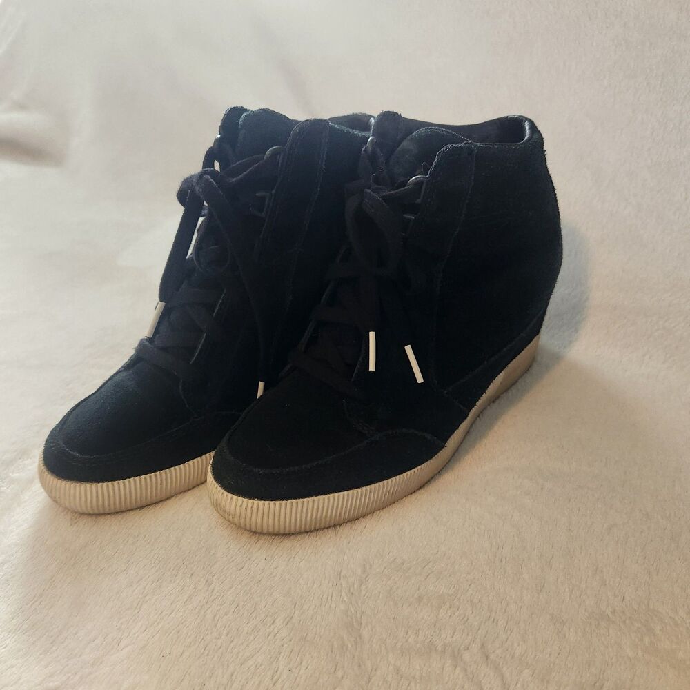 SOREL Out N About Wedge Booties Black Suede Ankle Boots Women's Size 8